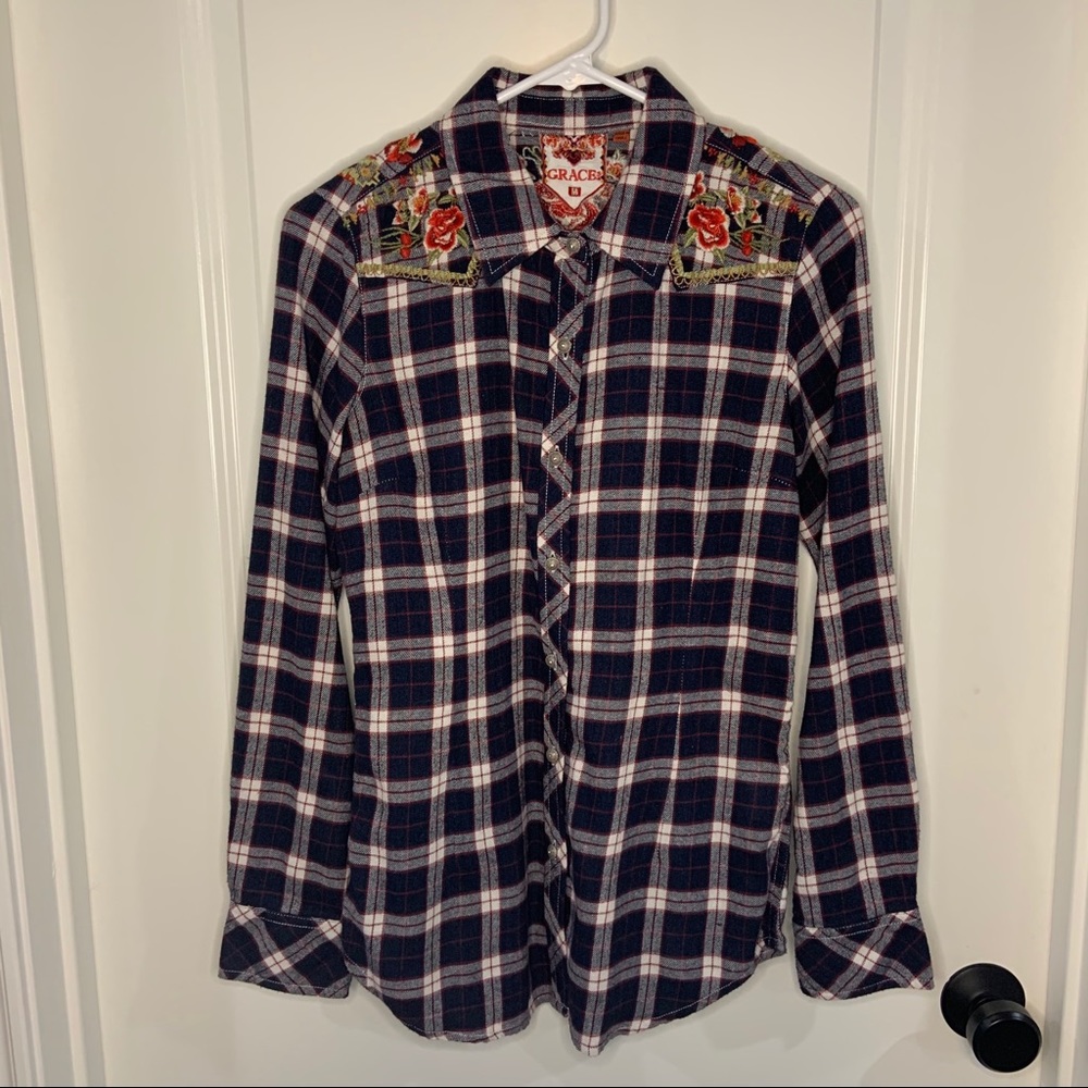 Grace in LA western flannel shirt